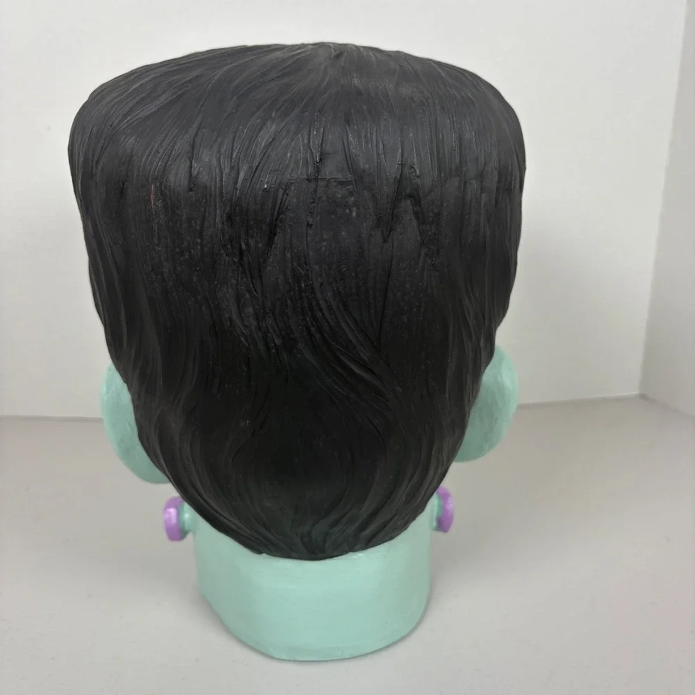 Halloween Green Frankenstein Large Head Bust Decoration Life Like Pink And Green